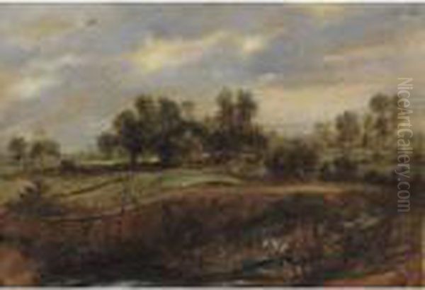 Landscape With A Wagon Oil Painting by (studio of) Rubens, Peter Paul