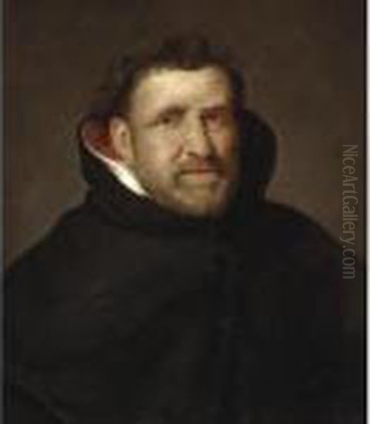 A Portrait Of The Dominican 
Friar Michiel Ophovius (1570-1637), Bust Length, Wearing A Habit Oil Painting by (studio of) Rubens, Peter Paul