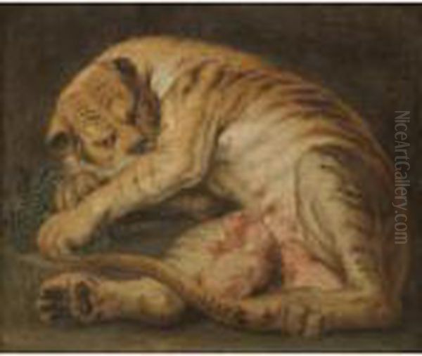 A Tigress Suckling Her Cubs Oil Painting by (studio of) Rubens, Peter Paul