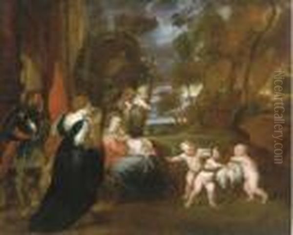 Rest On The Flight Into Egypt Oil Painting by (studio of) Rubens, Peter Paul