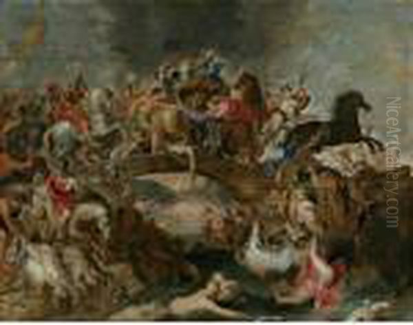 Theseus Leading The Athenian Soldiers Against The Amazons Oil Painting by (studio of) Rubens, Peter Paul