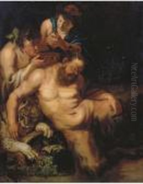 The Drunken Silenus Attended By Bacchantes Oil Painting by (studio of) Rubens, Peter Paul