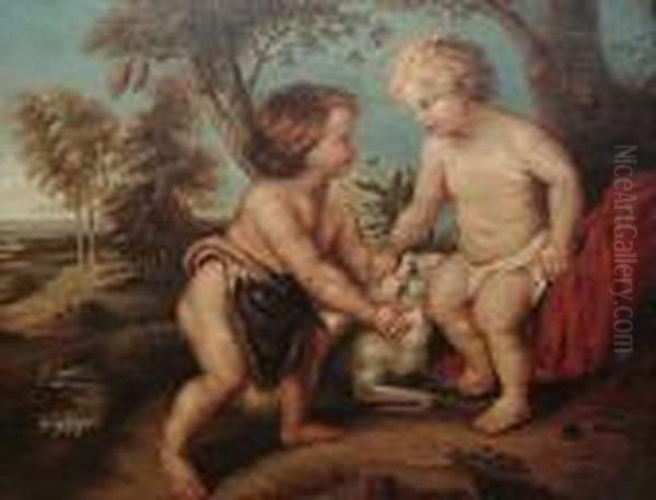 The Christ Child With The Infant St John Oil Painting by (studio of) Rubens, Peter Paul