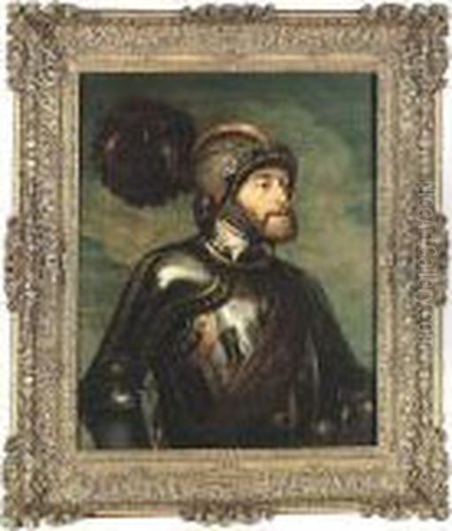 Portrait Of The Emperor Charles V In Armor (after Titian) Oil Painting by (studio of) Rubens, Peter Paul