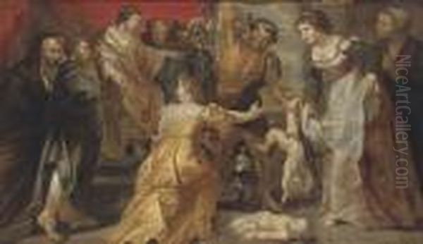 The Judgement Of Solomon Oil Painting by (studio of) Rubens, Peter Paul