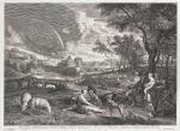 Peasants Merry Making In An Extensive Landscape With Rainbow In The Distance Oil Painting by (studio of) Rubens, Peter Paul