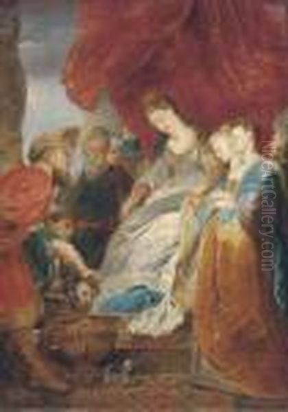 The Head Of Cyrus Brought To Queen Tomyris Oil Painting by (studio of) Rubens, Peter Paul