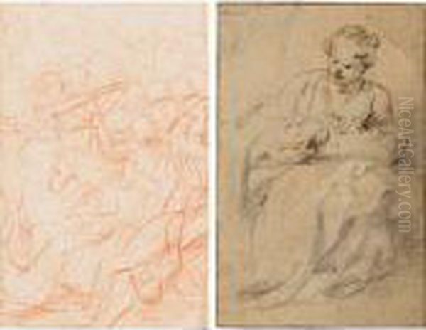 Recto: A Woman Holding A Swaddled Baby Oil Painting by (studio of) Rubens, Peter Paul