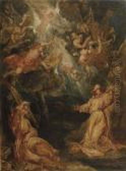 Saint Francis Receiving The Stigmata Oil Painting by (studio of) Rubens, Peter Paul