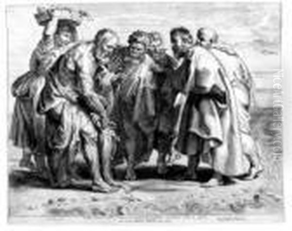 Petrus Findet Den Tempelgroschen In Einem Fisch. Oil Painting by (studio of) Rubens, Peter Paul