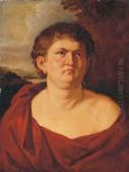 Portrait Of Emperor Nero, Half-length, In A Red Toga, A Landscapebeyond Oil Painting by (studio of) Rubens, Peter Paul