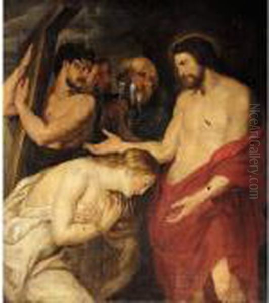 Christ And The Penitent Sinners Oil Painting by (studio of) Rubens, Peter Paul