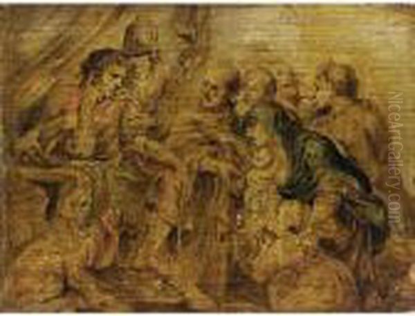 An Oil Sketch Of A Subject From Ancient History Oil Painting by (studio of) Rubens, Peter Paul