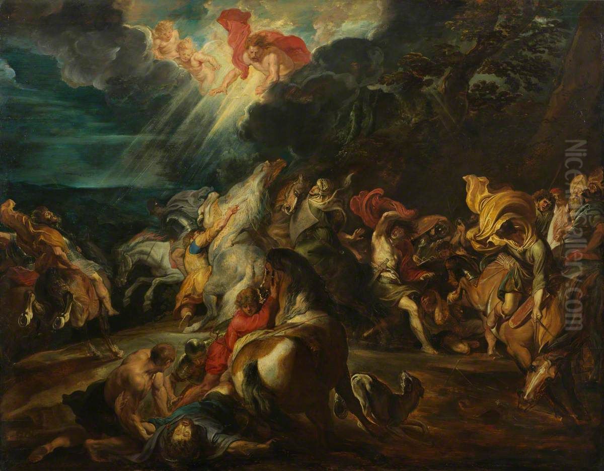 The Conversion Of Saint Paul Oil Painting by (studio of) Rubens, Peter Paul