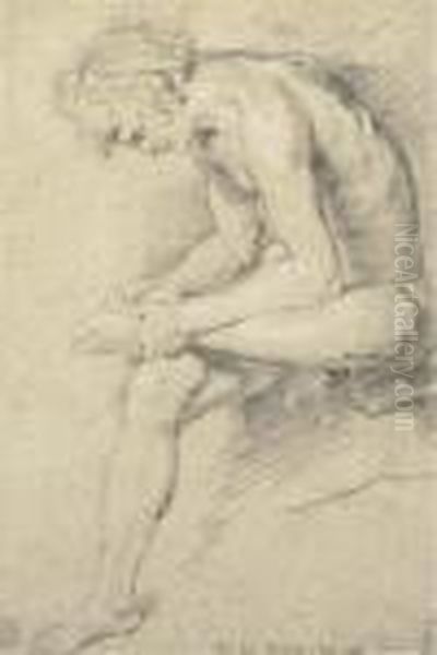 A Nude Youth In The Pose Of The Spinario Oil Painting by (studio of) Rubens, Peter Paul