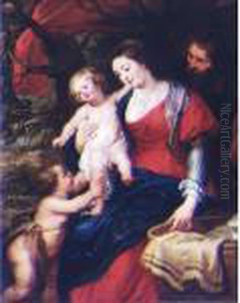 The Holy Family With The Infant Saint John The Baptist Oil Painting by (studio of) Rubens, Peter Paul