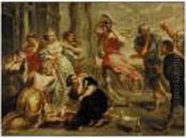 Achilles And The Daughter Of Lycomedes Oil Painting by (studio of) Rubens, Peter Paul
