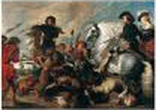 The Wolf And Fox Hunt Oil Painting by (studio of) Rubens, Peter Paul