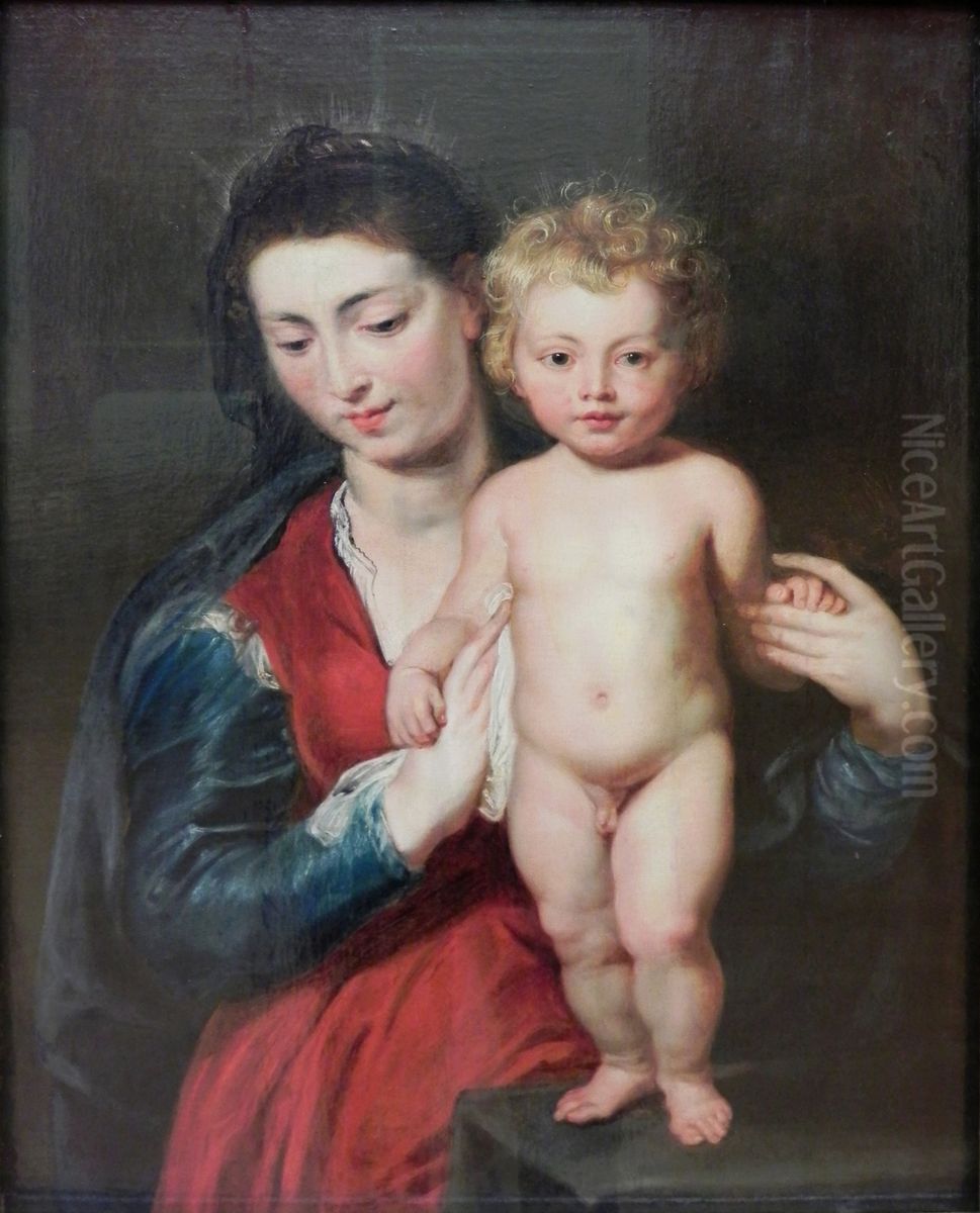 Madonna And Child Oil Painting by (studio of) Rubens, Peter Paul
