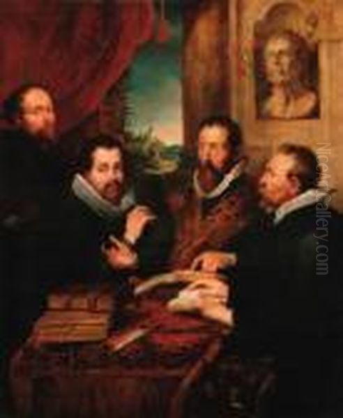 'the Four Philosphers' - Rubens,
 His Brother Philip, Justus Lipsiusand Jan Van De Wouwere Oil Painting by (studio of) Rubens, Peter Paul