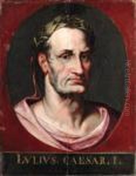 Portraits Of Julius Caesar And Tiberius, Bust Length, In Paintedovals Oil Painting by (studio of) Rubens, Peter Paul