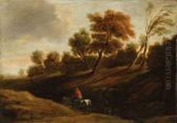 A Wooded Landscape With A 
Peasant On A Cart-horse; And A Woodedlandscape With A Peasant Woman On A
 Cart-horse Oil Painting by (studio of) Rubens, Peter Paul