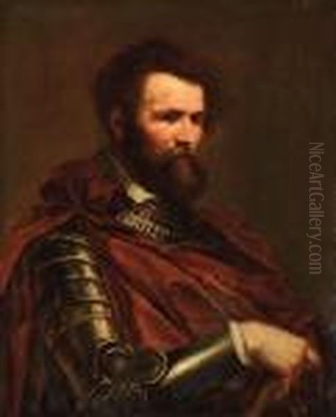 Portrait Of A Commander, Half-length, In Armour With A Redsash Oil Painting by (studio of) Rubens, Peter Paul
