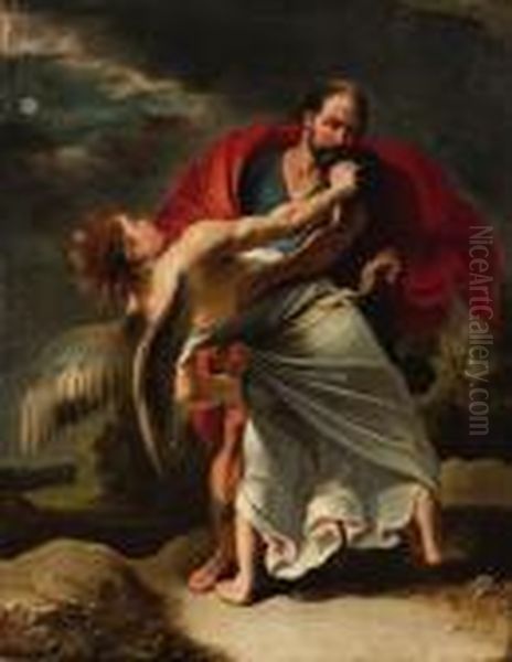 Jacob Wrestling With The Angel Oil Painting by (studio of) Rubens, Peter Paul