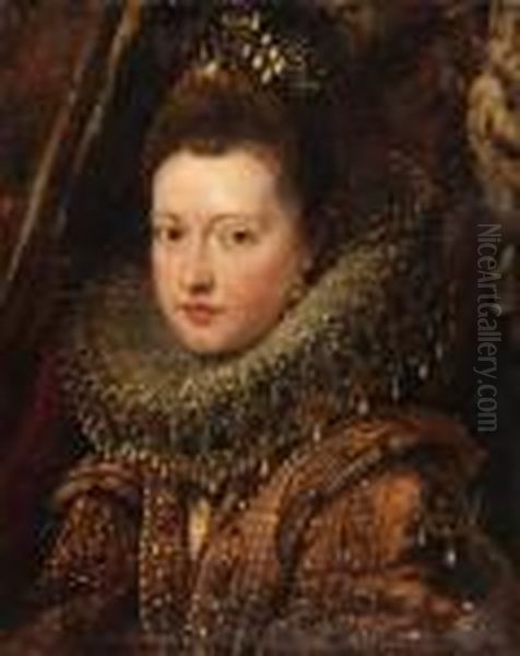 Portrait Of Princess Margherita Gonzaga, Bust-length - A Fragment(see Below) Oil Painting by (studio of) Rubens, Peter Paul