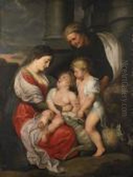 The Holy Family With The Infant Saint John The Baptist Oil Painting by (studio of) Rubens, Peter Paul