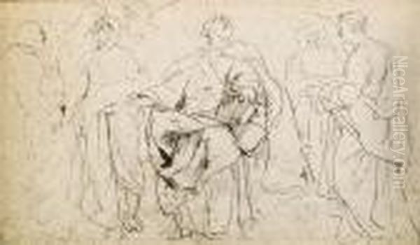 Saint Gregory The Great And Saint Domitilla (recto); An Entombment(verso) Oil Painting by (studio of) Rubens, Peter Paul