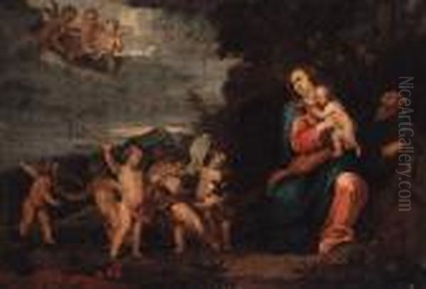 The Rest On The Flight Into Egypt Oil Painting by (studio of) Rubens, Peter Paul