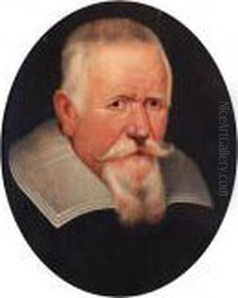 Portrait Of An Elderly Gentleman, Bust-length, In A Black Coat Anda Lawn Collar Oil Painting by (studio of) Rubens, Peter Paul