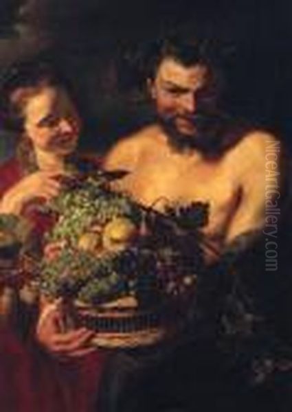 A Satyr And Baccante Oil Painting by (studio of) Rubens, Peter Paul