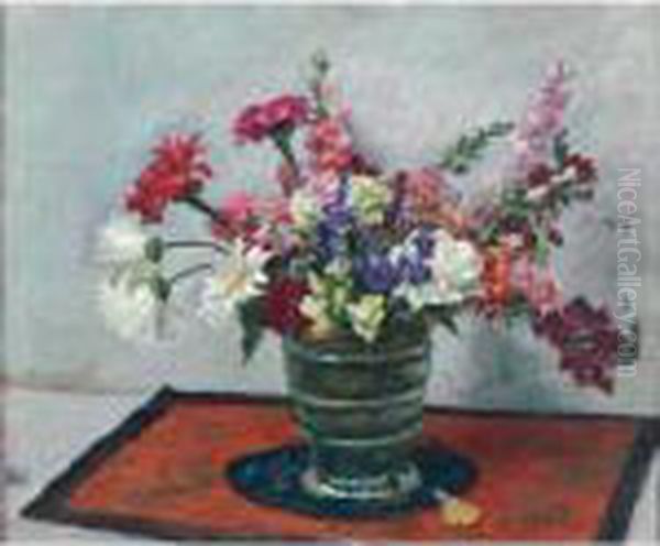 Still Life Of Mixed Blooms Oil Painting by Bonny Rupert