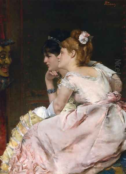 The Japanese Mask Oil Painting by Alfred Stevens