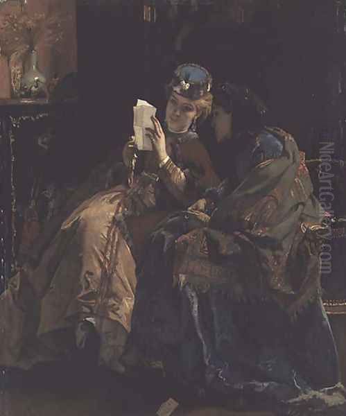 Reading the Letter Oil Painting by Alfred Stevens