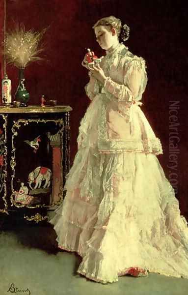 The Lady in Pink, 1867 Oil Painting by Alfred Stevens