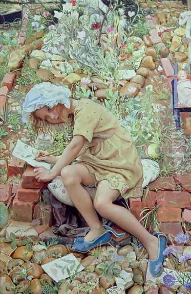 Molly in the Garden, 1930 Oil Painting by Mark Lancelot Symons