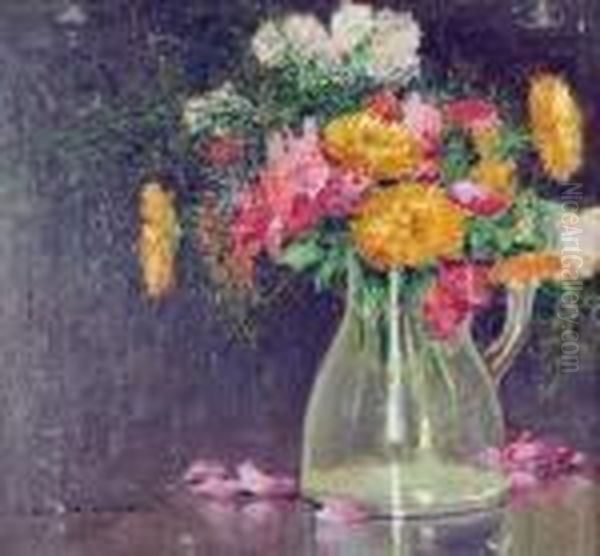 Kwiaty W Wazonie Oil Painting by Bronislawa Rychter-Janowska