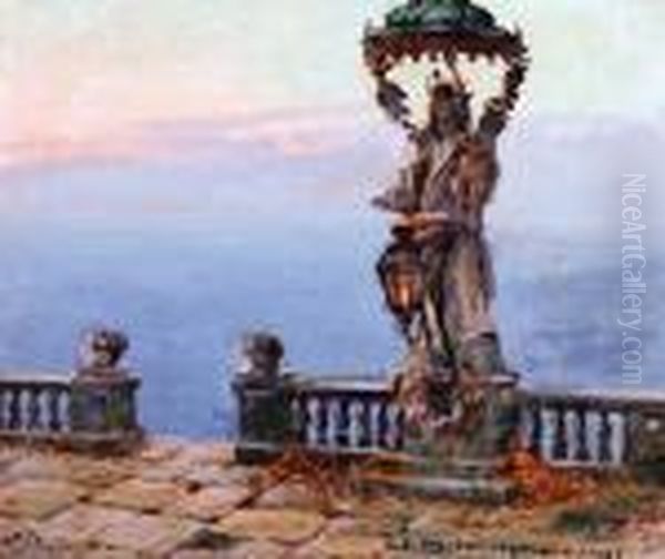 Pejzaz Wloski Z Madonna Oil Painting by Bronislawa Rychter-Janowska