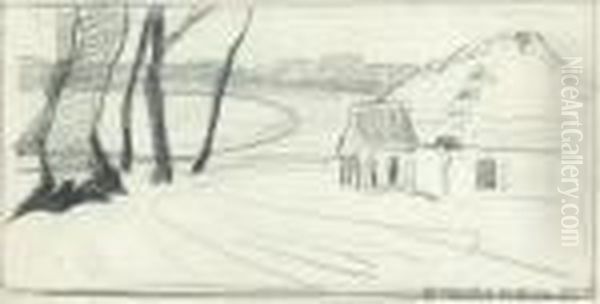 Dworek Oil Painting by Bronislawa Rychter-Janowska