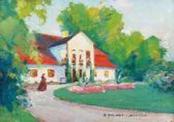 Dworek Oil Painting by Bronislawa Rychter-Janowska