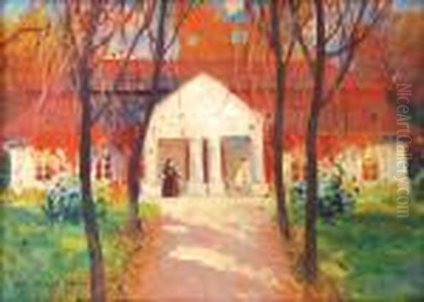 Dworek W Jesiennym Sloncu Oil Painting by Bronislawa Rychter-Janowska