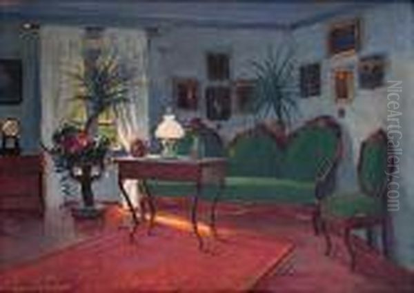 Wnetrze Saloniku Oil Painting by Bronislawa Rychter-Janowska