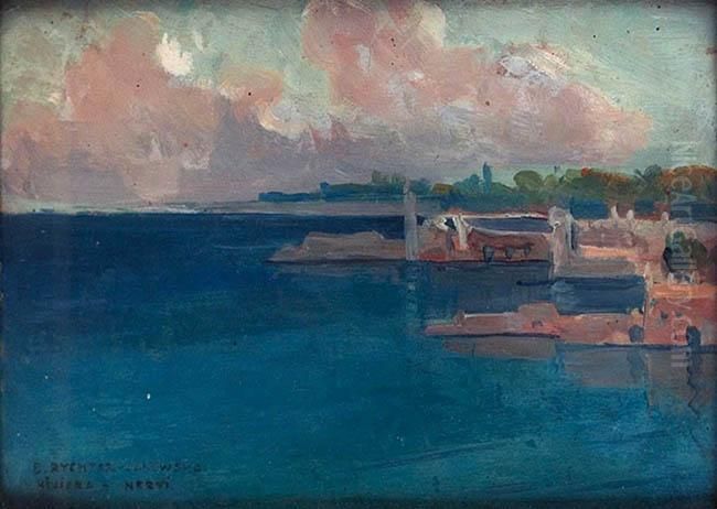 Riviera Oil Painting by Bronislawa Rychter-Janowska