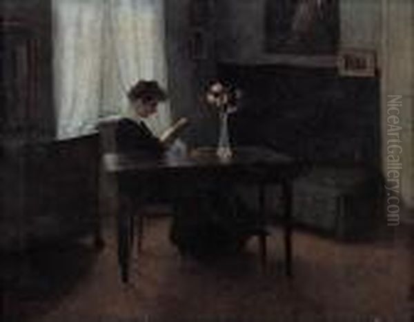 W Salonie Oil Painting by Bronislawa Rychter-Janowska