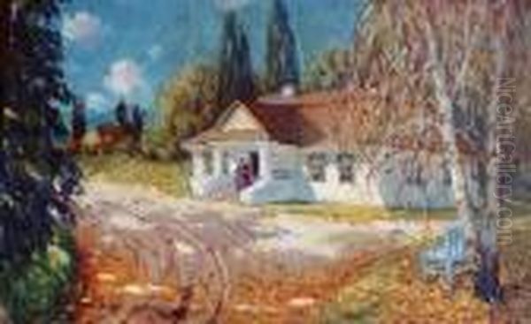 Dworek (1952) Oil Painting by Bronislawa Rychter-Janowska