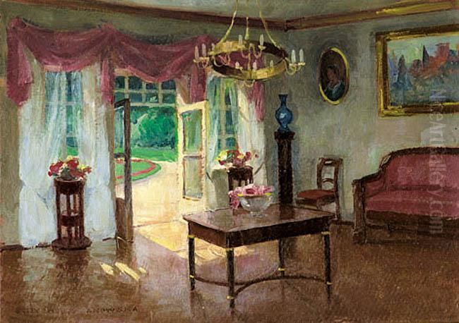 Wnetrze Salonu Oil Painting by Bronislawa Rychter-Janowska