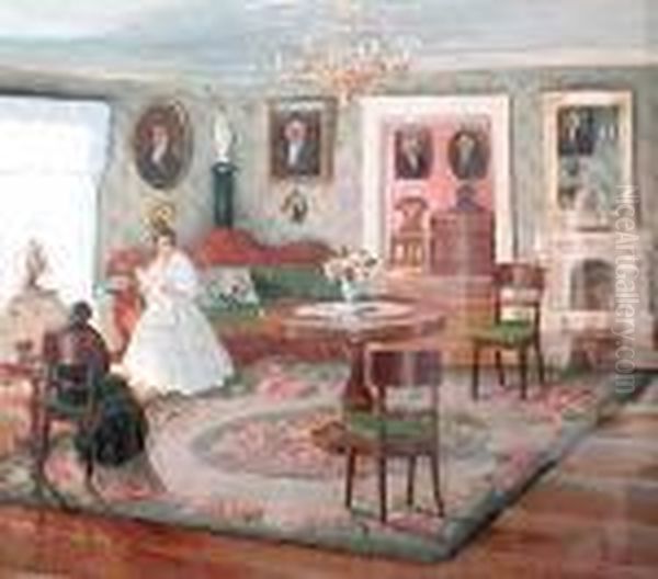 Wnetrze Oil Painting by Bronislawa Rychter-Janowska